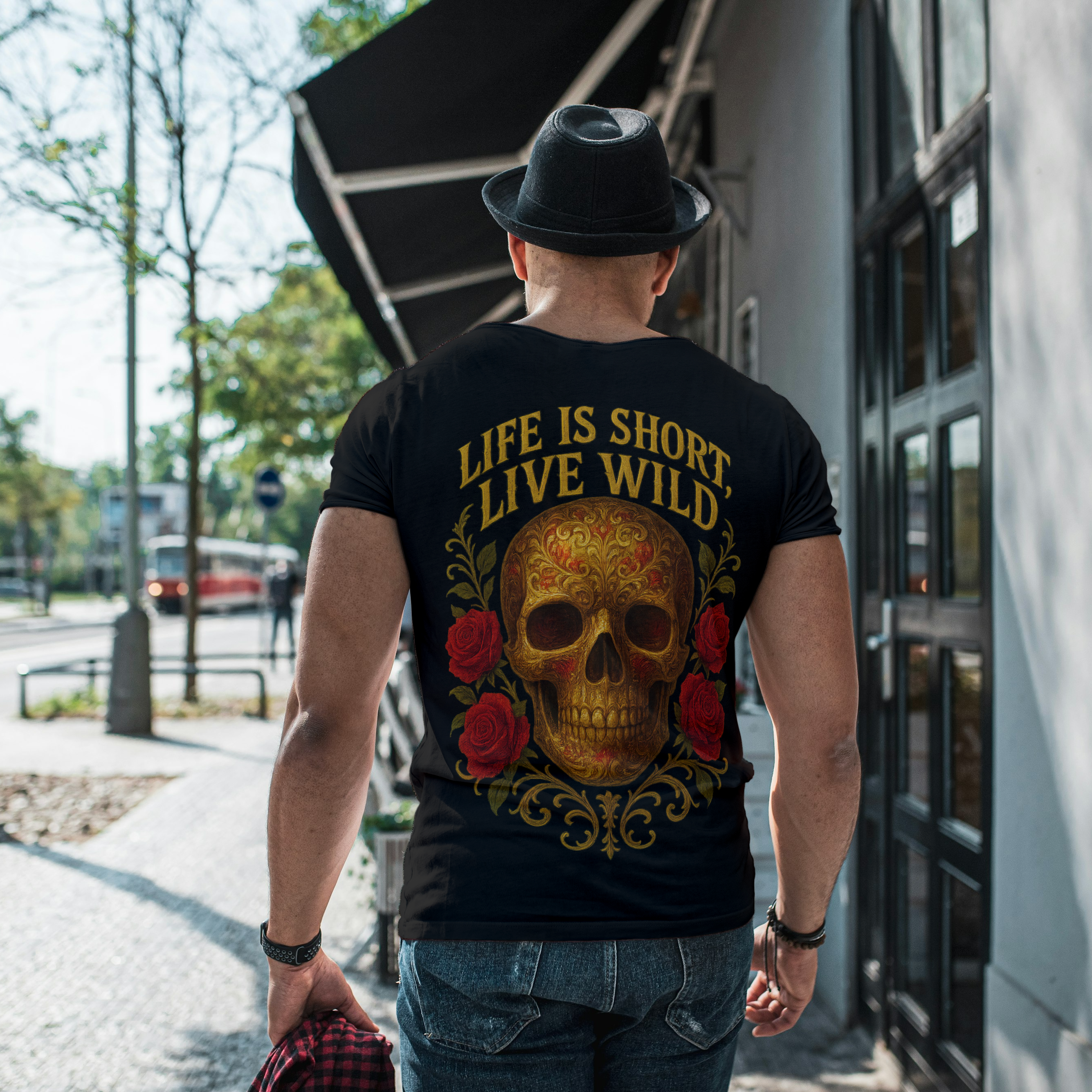 Crown of Wild – Skull & Rose Unisex Terry Oversized Tee