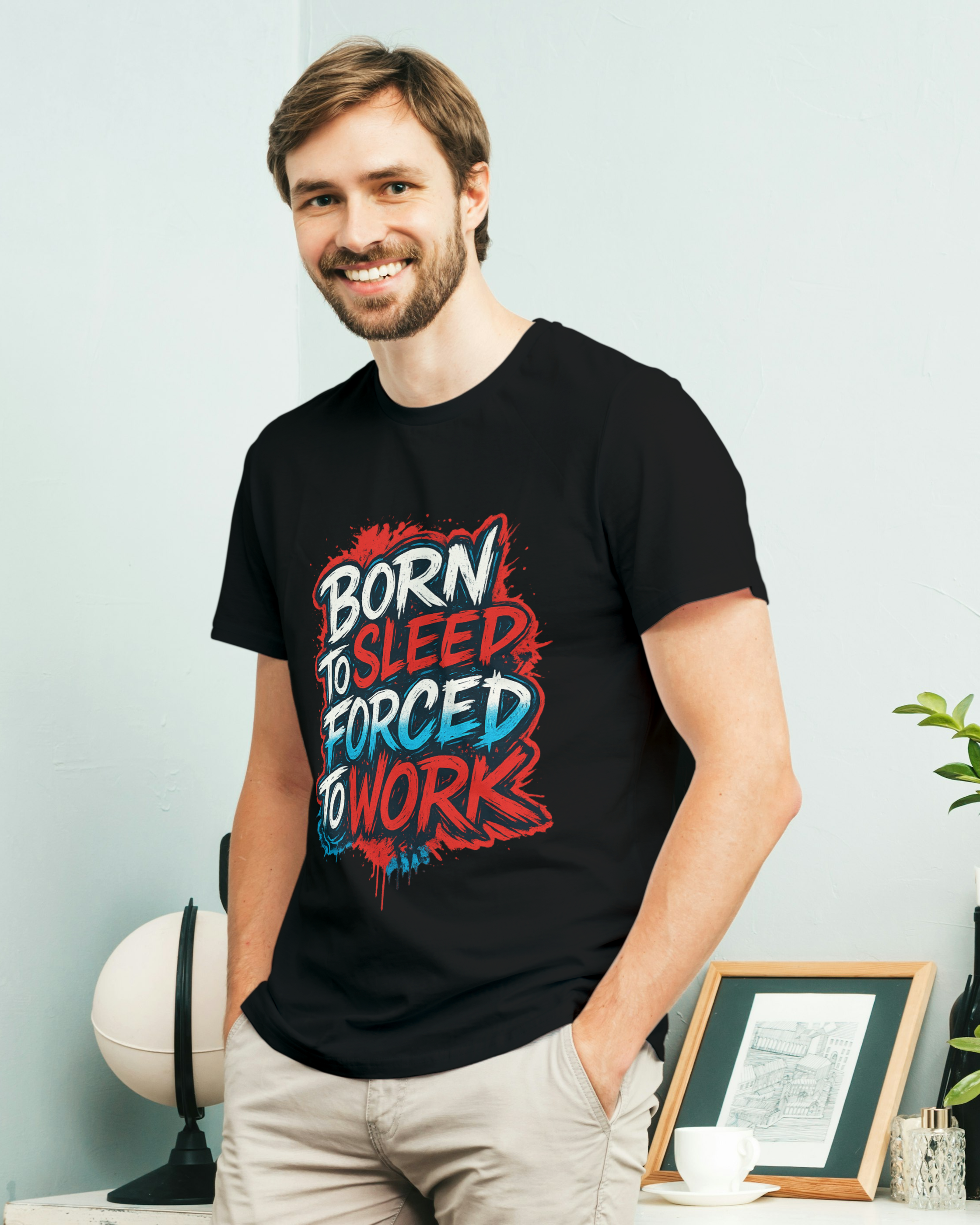 Born to Sleep, Forced to Work – Graphic Streetwear Unisex Oversized Classic T-Shirt