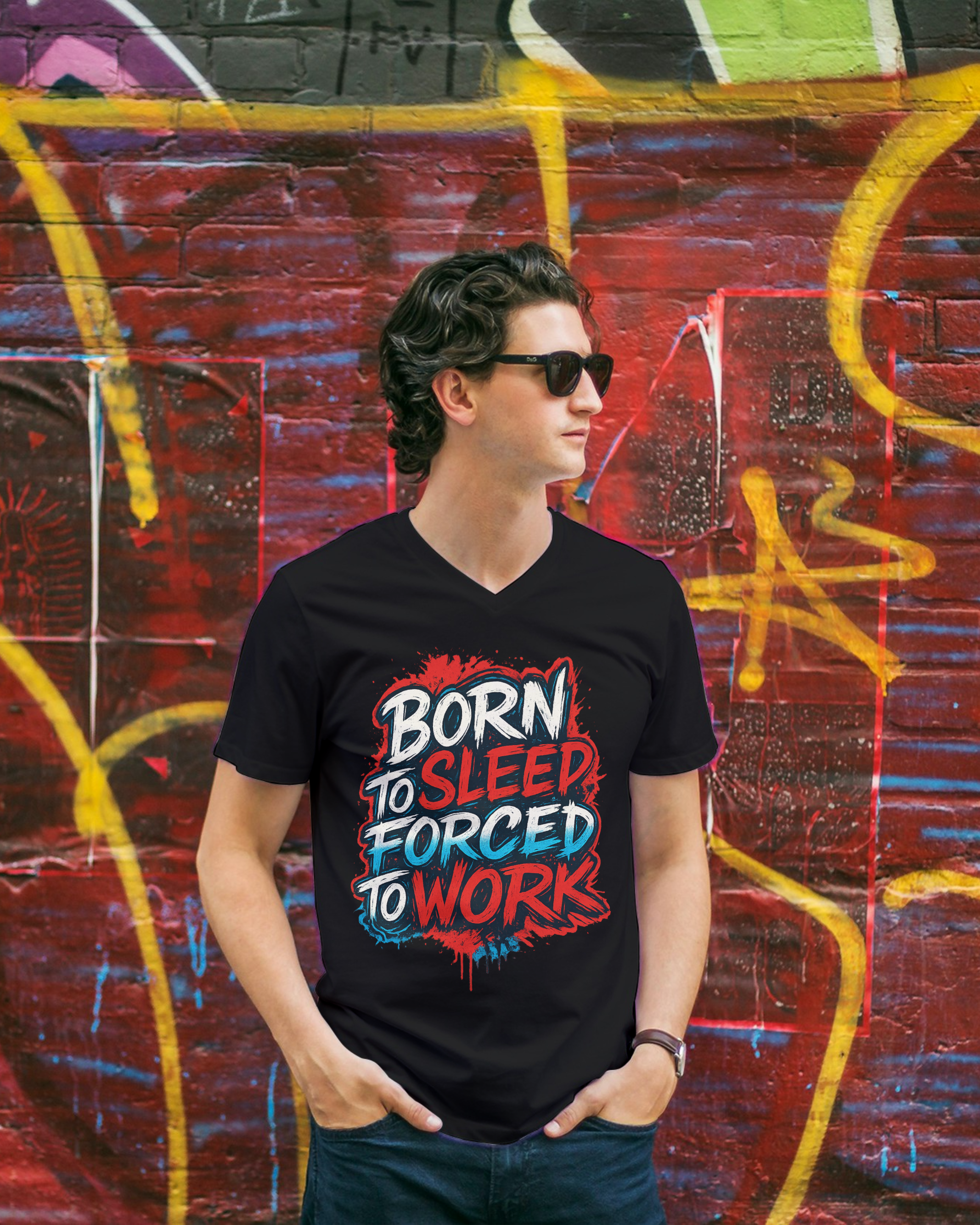 Born to Sleep, Forced to Work – Graphic Streetwear Unisex Oversized Classic T-Shirt