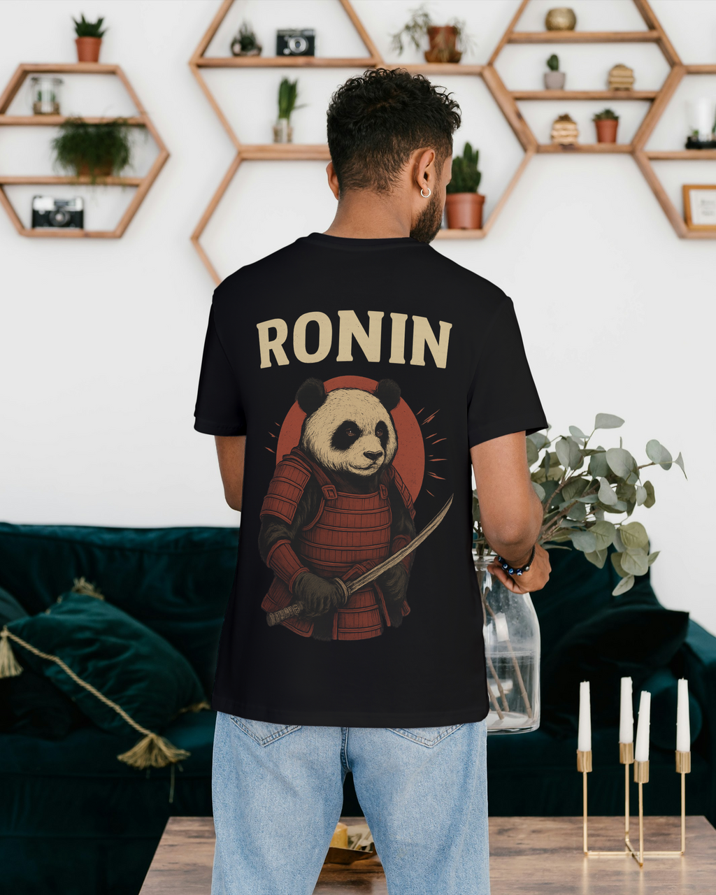 RONIN – The Lone Warrior Panda Unisex Oversized Classic T-Shirt