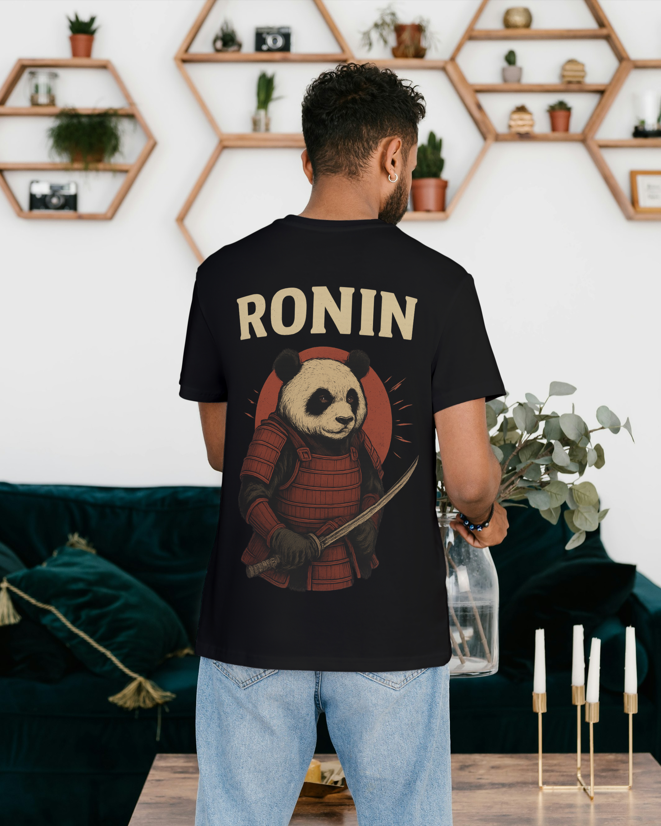 RONIN – The Lone Warrior Panda Unisex Oversized Classic T-Shirt